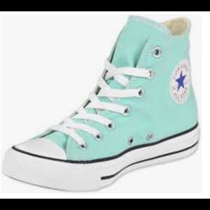 Teal high top converse all star